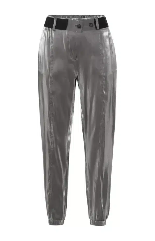 silver metallic pants with elastic belt and pockets anthracite silver 660adb56 b59a 4fad 99d0 f93647120410 1 | Pepe Furnieles